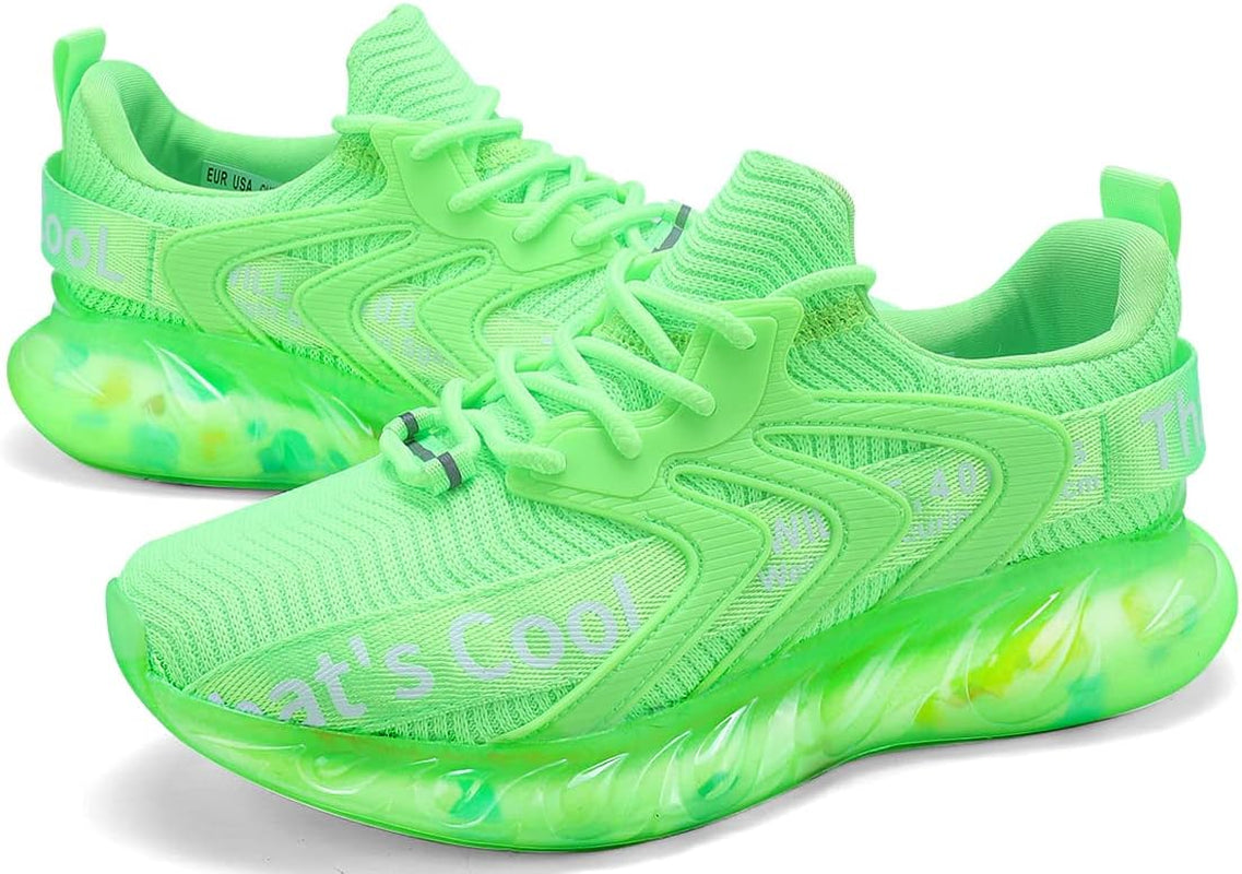 Womens Running Shoes Non Slip Tennis Shoes for Women Fashion Slip on Sneakers Athletic Sports Walking Shoes + Comfy Air Cushion Sole (Green38)