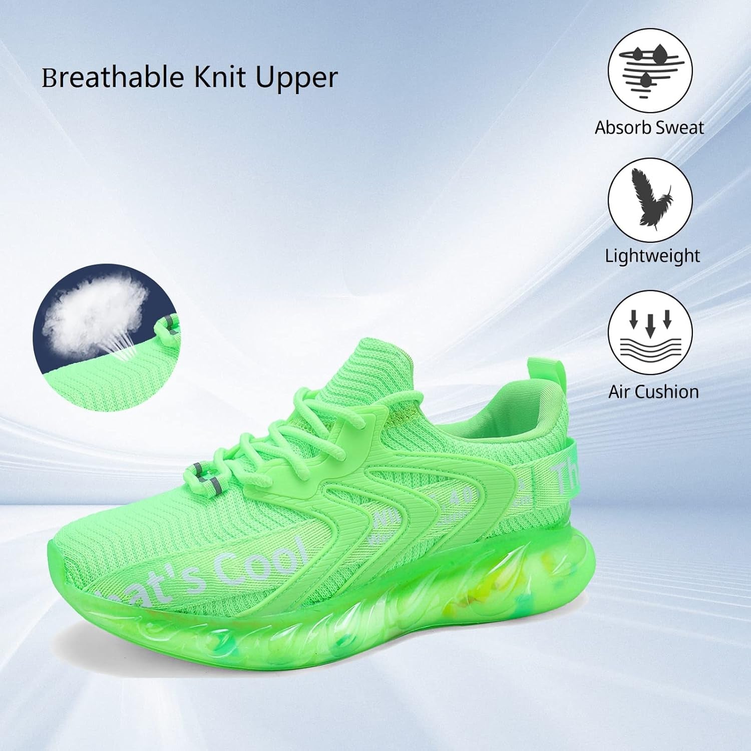 Womens Running Shoes Non Slip Tennis Shoes for Women Fashion Slip on Sneakers Athletic Sports Walking Shoes + Comfy Air Cushion Sole (Green38)