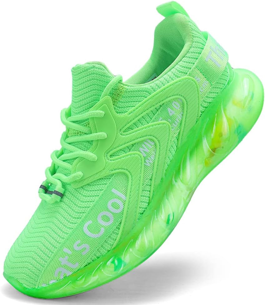 Womens Running Shoes Non Slip Tennis Shoes for Women Fashion Slip on Sneakers Athletic Sports Walking Shoes + Comfy Air Cushion Sole (Green38)