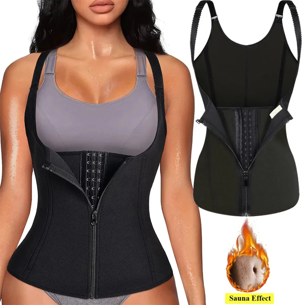 Waist Trainer Tank Top for Women Zipper Body Shaper Tummy Control Sleeveless Top, Women'S Activewear Body Shaping Underwear