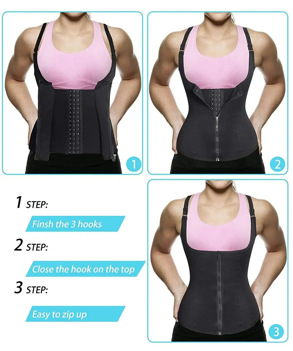 Waist Trainer Tank Top for Women Zipper Body Shaper Tummy Control Sleeveless Top, Women'S Activewear Body Shaping Underwear