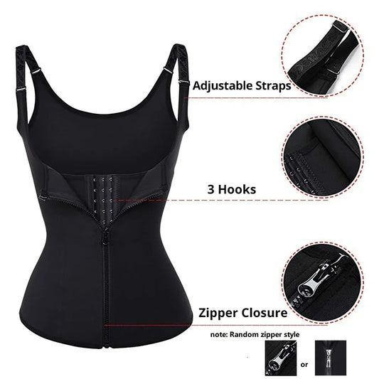 Waist Trainer Tank Top for Women Zipper Body Shaper Tummy Control Sleeveless Top, Women'S Activewear Body Shaping Underwear