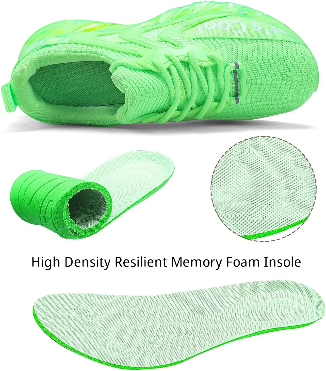 Womens Running Shoes Non Slip Tennis Shoes for Women Fashion Slip on Sneakers Athletic Sports Walking Shoes + Comfy Air Cushion Sole (Green38)
