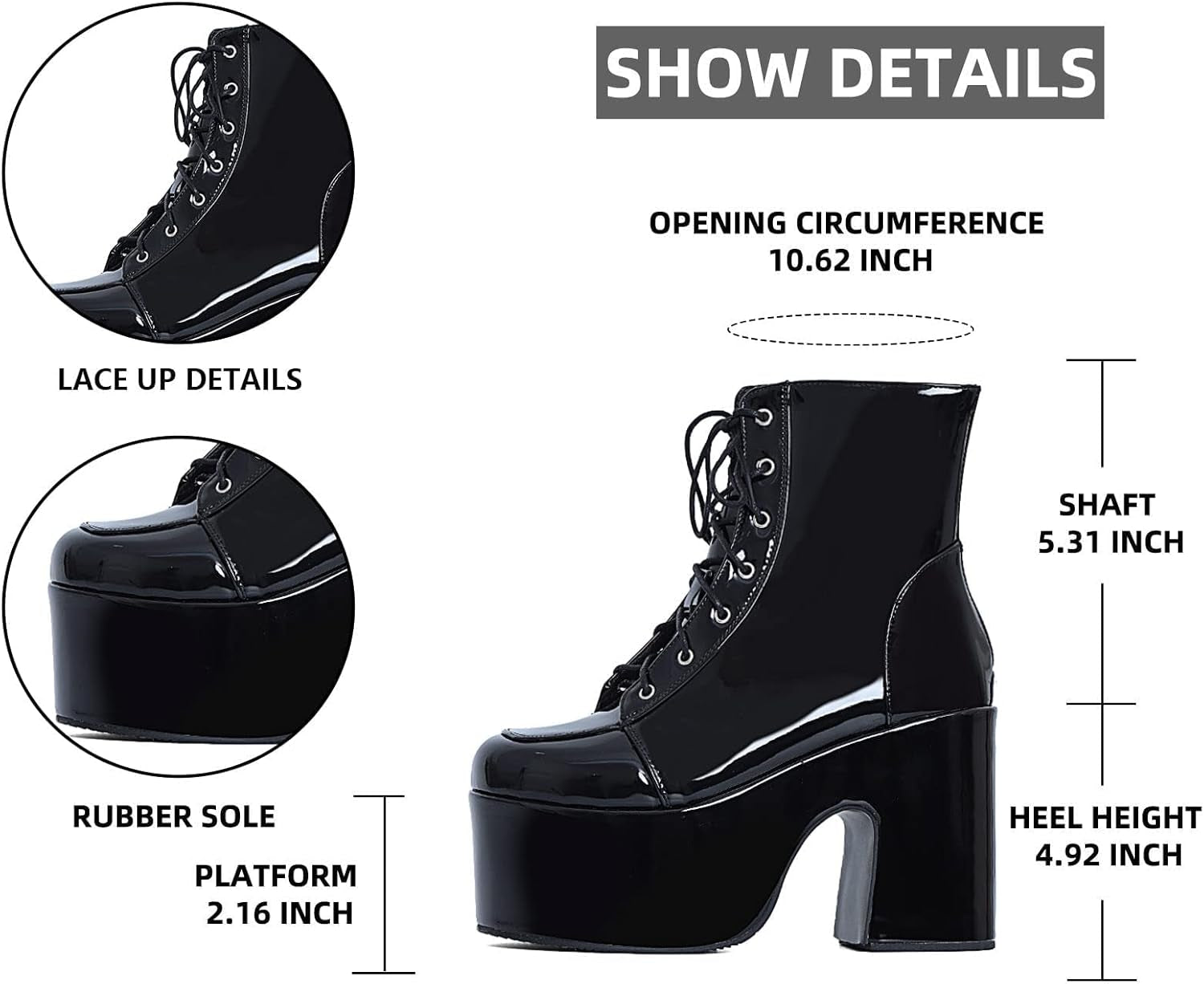 Platform Boots Goth Boots for Women Chunky Heeled Combat Goth Boots Buckle Knight Punk Gothic Boots Lace up round Toe Ankle Booties